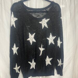 Black and White Star Pattern Sweater